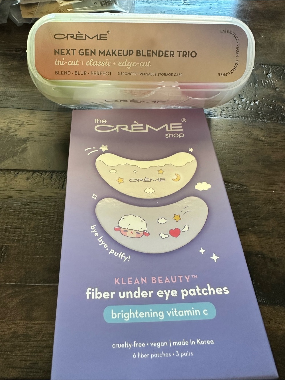 NWT The Creme Shop Makeup Blender Trio Beauty Sponge & Bye Puffy Under Eye Strip